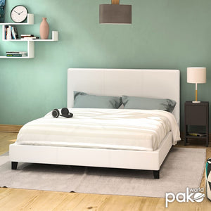 Κρεβάτι Nevil pakoworld 150x200 PU χρώμα λευκό ματ