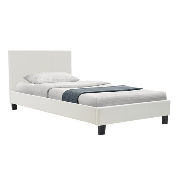 Κρεβάτι Nevil pakoworld 100x200 PU χρώμα λευκό ματ