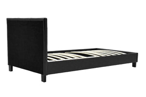 Κρεβάτι Nevil pakoworld 100x200 PU χρώμα μαύρο ματ