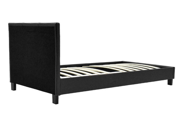 Κρεβάτι Nevil pakoworld 100x200 PU χρώμα μαύρο ματ