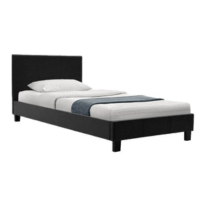 Κρεβάτι Nevil pakoworld 100x200 PU χρώμα μαύρο ματ