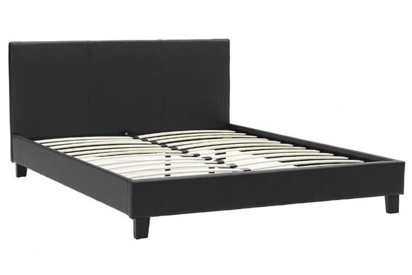 Κρεβάτι Nevil pakoworld 150x200 PU χρώμα μαύρο ματ