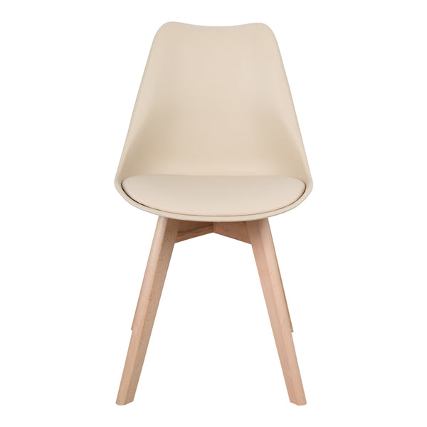 Καρέκλα Gaston pakoworld PP-PU taupe απόχρωση- φυσικό πόδι 43x51x75εκ