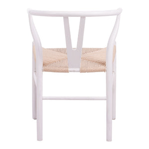 Καρέκλα Wishbone pakoworld rubberwood-σχοινί σε λευκή απόχρωση 53.5x57x74εκ