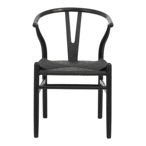 Καρέκλα Wishbone pakoworld rubberwood-σχοινί σε μαύρη απόχρωση 53.5x57x74εκ