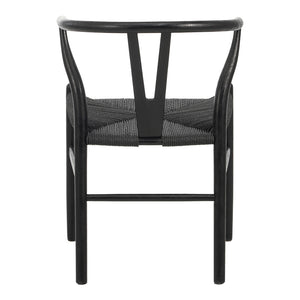 Καρέκλα Wishbone pakoworld rubberwood-σχοινί σε μαύρη απόχρωση 53.5x57x74εκ