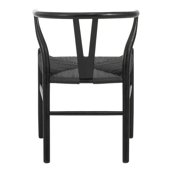 Καρέκλα Wishbone pakoworld rubberwood-σχοινί σε μαύρη απόχρωση 53.5x57x74εκ