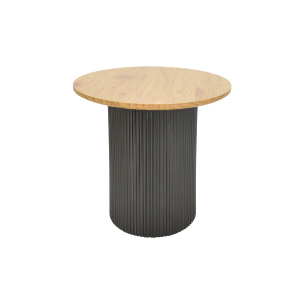 Βοηθητικό τραπέζι Dovel pakoworld mdf σε sonoma -μαύρο μέταλλο Φ50x50εκ