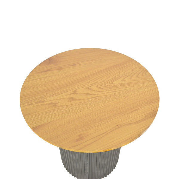 Βοηθητικό τραπέζι Dovel pakoworld mdf σε sonoma -μαύρο μέταλλο Φ50x50εκ