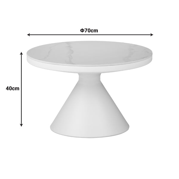 Βοηθητικά τραπέζια Coozlin Inart sintered stone σε απόχρωση λευκό μαρμάρου με λευκό μέταλλο