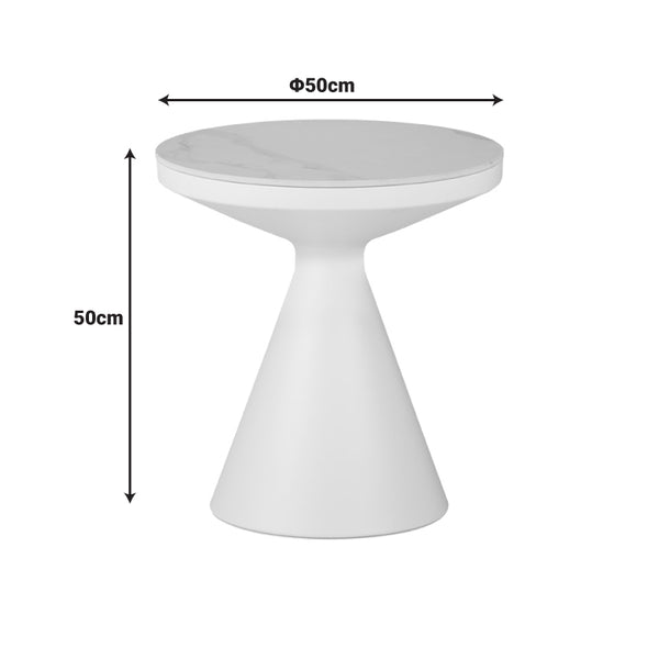 Βοηθητικά τραπέζια Coozlin Inart sintered stone σε απόχρωση λευκό μαρμάρου με λευκό μέταλλο