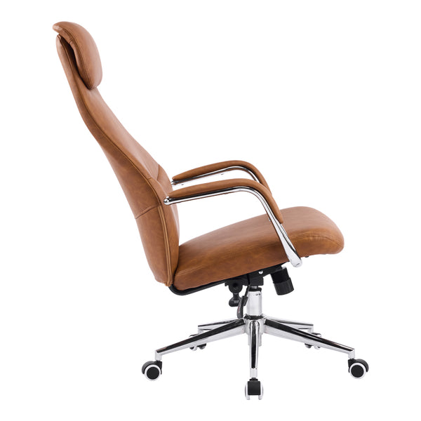 Καρέκλα γραφείου διευθυντή Ferka pakoworld καφέ pu 64x71x120-128εκ