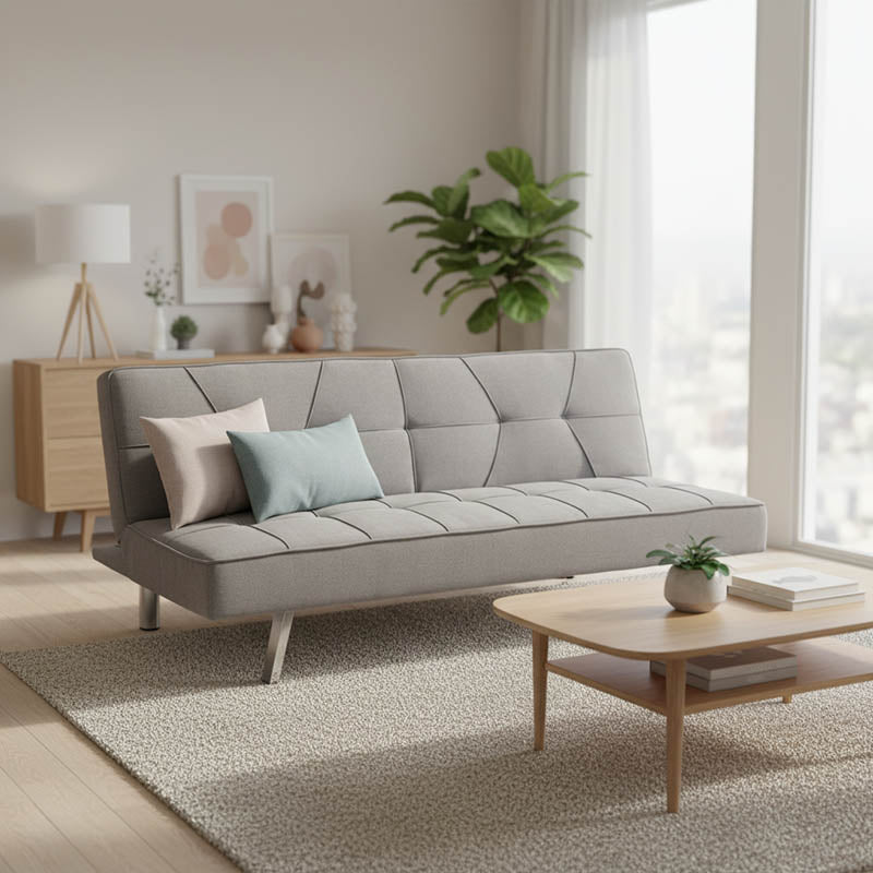 Καναπές-κρεβάτι Travis pakoworld 3θέσιος ύφασμα γκρι 175x83x74εκ