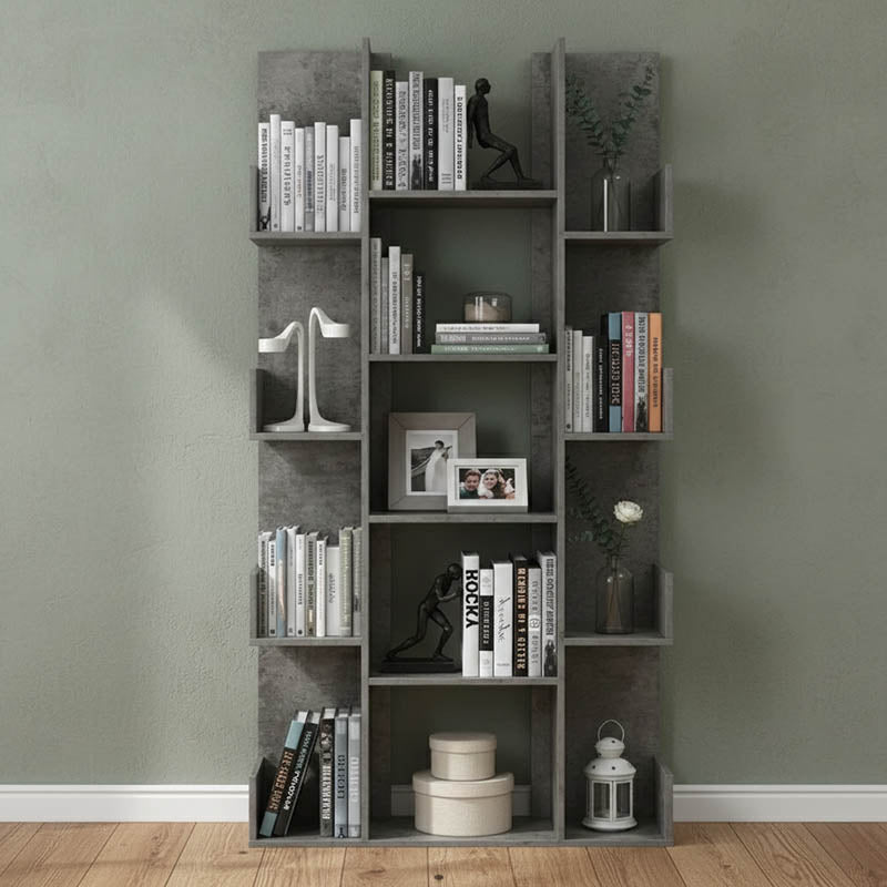 Βιβλιοθήκη Charles pakoworld μελαμίνης γκρι oak 90x31x182.5εκ