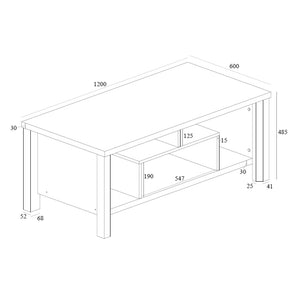 Τραπέζι σαλονιού Tracy pakoworld λευκό-γκρι 120x60x48.5εκ