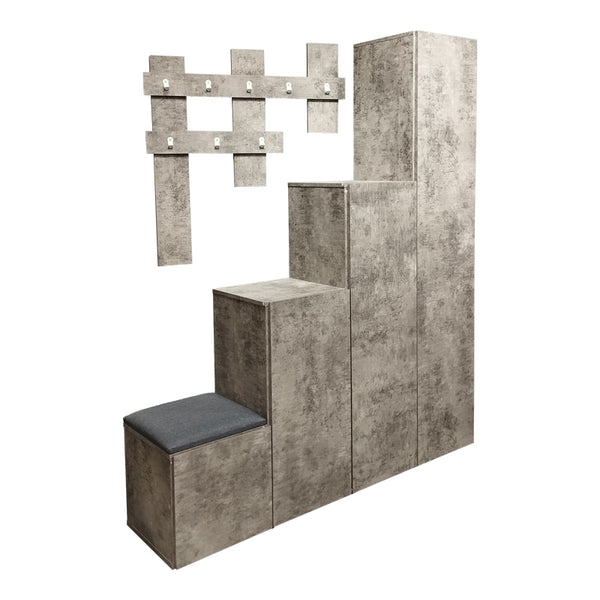 Έπιπλο εισόδου Nenich pakoworld σε γκρι oak απόχρωση 150x37x180εκ