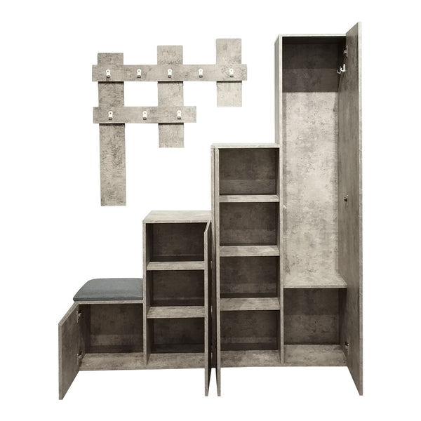 Έπιπλο εισόδου Nenich pakoworld σε γκρι oak απόχρωση 150x37x180εκ