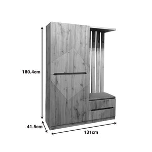 Έπιπλο εισόδου Zomie pakoworld σε oak απόχρωση 131x41.5x180.4εκ
