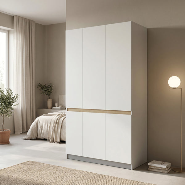 Ντουλάπα τρίφυλλη Merzia pakoworld  sonoma-λευκό 120x46.5x183εκ