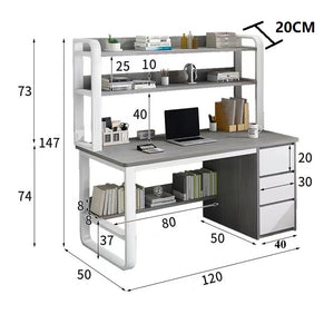 Γραφείο Soco pakoworld με ραφιέρα-MDF γκρι-λευκό 120x50x147εκ