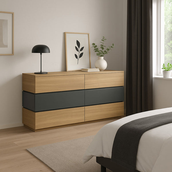 Συρταριέρα Sonlen pakoworld mdf σε ανθρακί-sonoma απόχρωση 120x40x72εκ