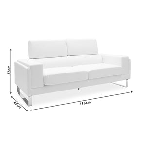 Καναπές Shea pakoworld 3θέσιος pu μαύρο-inox 198x80x87εκ