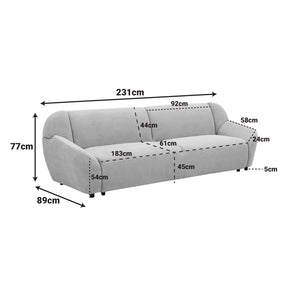 Καναπές τριθέσιος Echono pakoworld ύφασμα ανθρακί 230x88x77εκ