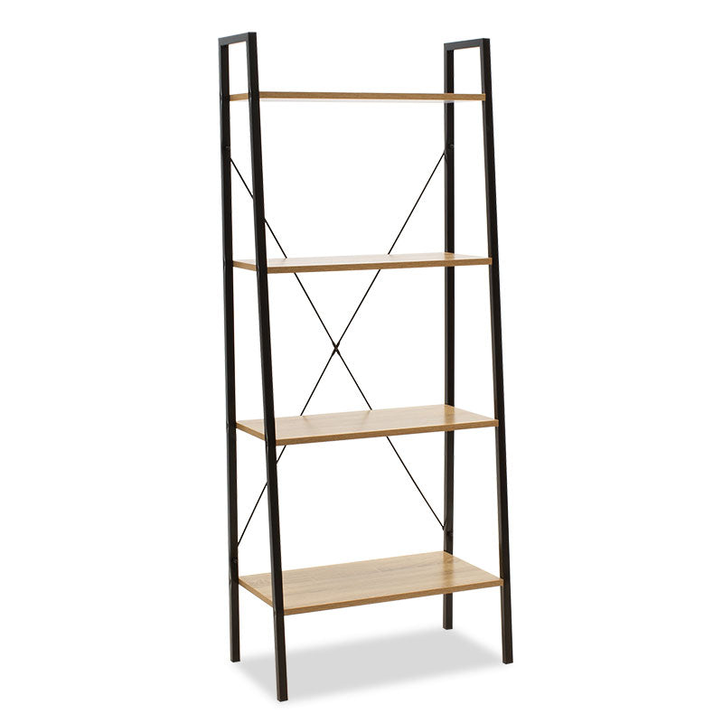 Βιβλιοθήκη- Ραφιέρα Ramon pakoworld φυσικό-μαύρο 60x23x145