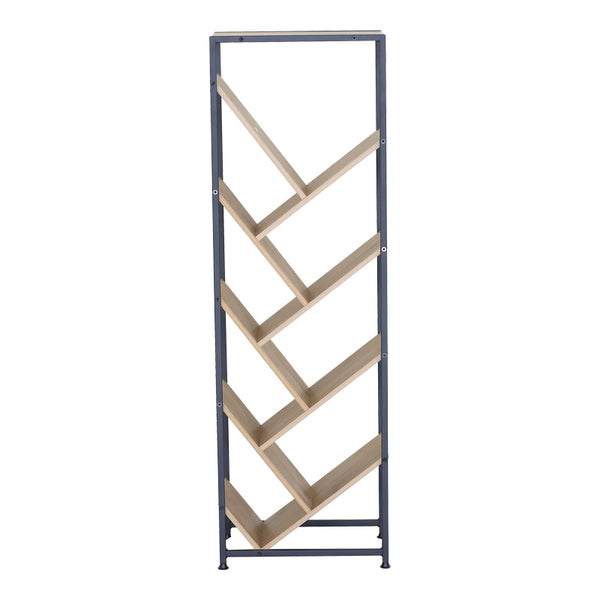 Βιβλιοθήκη Orunta pakoworld oak- μαύρο μέταλλο 40x26.5x125εκ