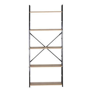 Βιβλιοθήκη Manlo pakoworld oak με μαύρο μέταλλο 58.6x23.5x144εκ