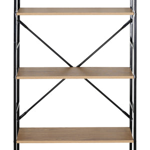 Βιβλιοθήκη Manlo pakoworld oak με μαύρο μέταλλο 58.6x23.5x144εκ