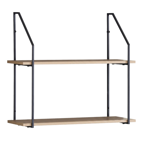 Ραφιέρα τοίχου Fema pakoworld oak με μαύρο μέταλλο 60x20x52εκ
