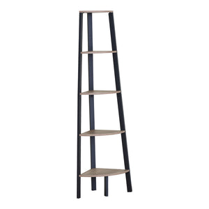 Γωνιακή βιβλιοθήκη Arvia pakoworld oak με μαύρο μέταλλο 53.4x37.8x160.3εκ