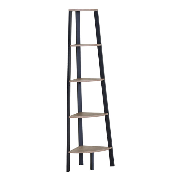 Γωνιακή βιβλιοθήκη Arvia pakoworld oak με μαύρο μέταλλο 53.4x37.8x160.3εκ