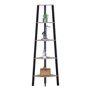 Γωνιακή βιβλιοθήκη Arvia pakoworld oak με μαύρο μέταλλο 53.4x37.8x160.3εκ
