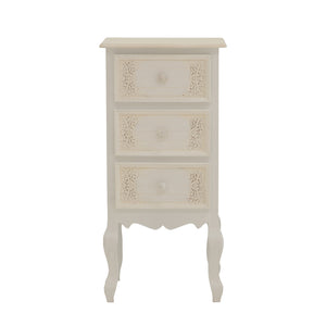 Κομοδίνο Pazlen Inart mdf σε λευκή αντικέ απόχρωση 40x34.5x82εκ
