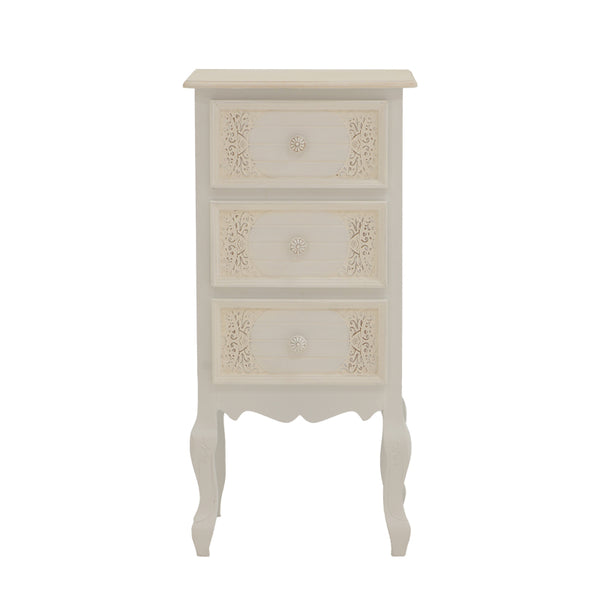 Κομοδίνο Pazlen Inart mdf σε λευκή αντικέ απόχρωση 40x34.5x82εκ
