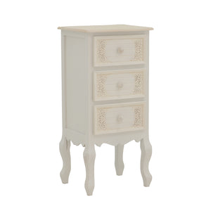 Κομοδίνο Pazlen Inart mdf σε λευκή αντικέ απόχρωση 40x34.5x82εκ
