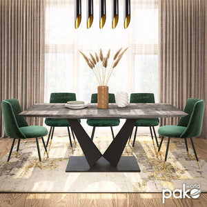 Τραπέζι Gordon pakoworld επεκτεινόμενο γκρι cement- πόδι μαύρο μέταλλο 160-200x90x75εκ
