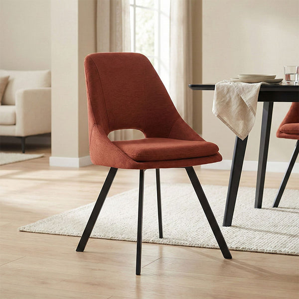 Καρέκλα Initiate pakoworld terracotta ύφασμα-πόδι μαύρο μέταλλο 48x57x85εκ