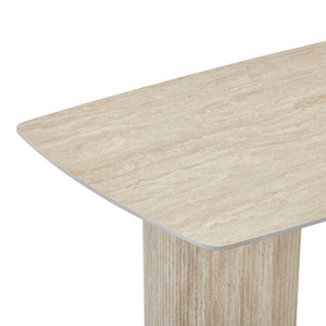 Τραπέζι Loosir pakoworld mdf-sandstone σε όψη τραβερτίνας 180x90x74εκ