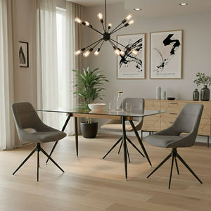 Τραπέζι Astrid pakoworld γυάλινο 10χιλ - πόδι μαύρο 140x80x75εκ