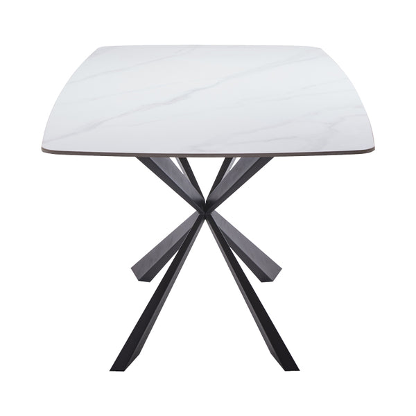 Τραπέζι Viano pakoworld sintered stone ανοιχτό γκρι-μαύρο 180x85x76εκ