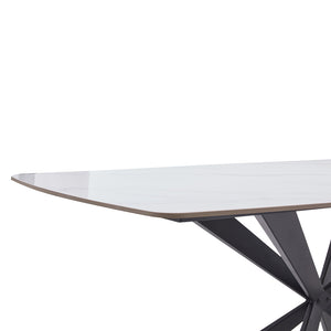 Τραπέζι Viano pakoworld sintered stone ανοιχτό γκρι-μαύρο 180x85x76εκ