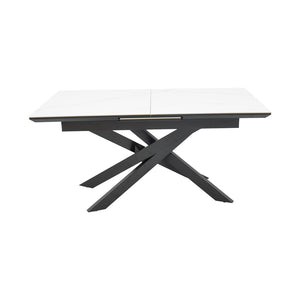 Τραπέζι Rogemi pakoworld sintered stone -γκρι mdf-μαύρο μέταλλο 160-200x90x75εκ