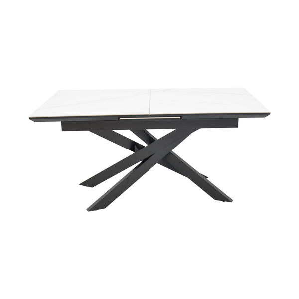 Τραπέζι Rogemi pakoworld sintered stone -γκρι mdf-μαύρο μέταλλο 160-200x90x75εκ