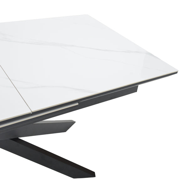 Τραπέζι Rogemi pakoworld sintered stone -γκρι mdf-μαύρο μέταλλο 160-200x90x75εκ