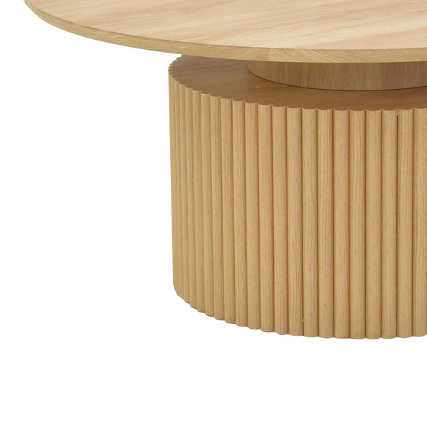 Τραπέζι σαλονιού Opols pakoworld mdf σε φυσική απόχρωση Φ90x42εκ