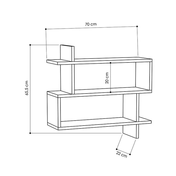 Ραφιέρα Paralel pakoworld χρώμα φυσικό 70x22x65