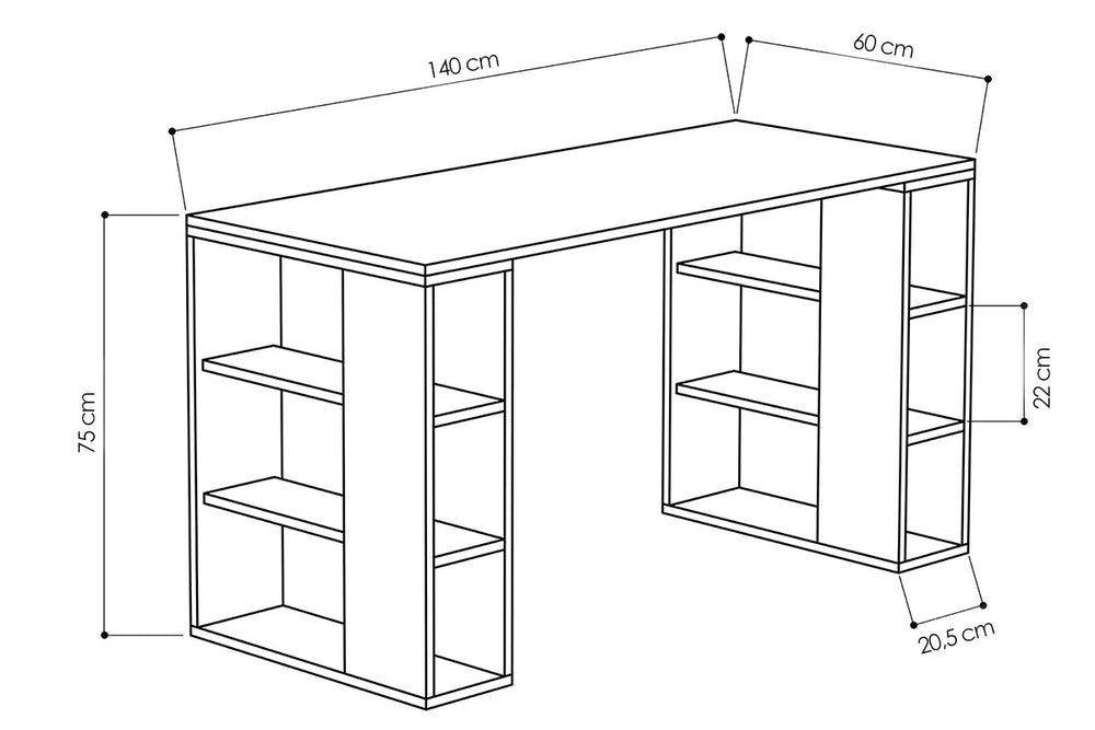 Γραφείο Colmar pakoworld χρώμα λευκό -σκούρο φυσικό 140x60x75εκ
